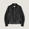 Blouson motero con cremallera de cuero