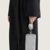 Bolso de mano de noche de metal con joya de cristal
