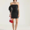 Mini vestido bustier de piel napa con lazo Mini vestido bustier de piel napa con lazo
