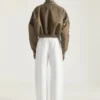Bomber con cuello chal con cremallera de nailon