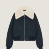 Bomber de algodón con cuello de piel de oveja Bomber de algodón con cuello de piel de oveja