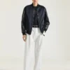 Bomber de cuero y satén con bordado de Givenchy Paris Bomber de cuero y satén con bordado de Givenchy Paris