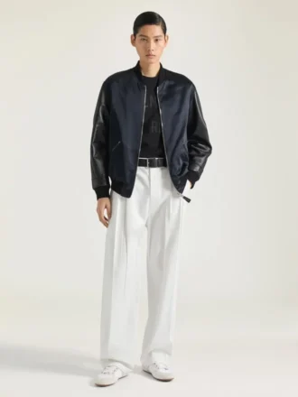 Bomber de cuero y satén con bordado de Givenchy Paris