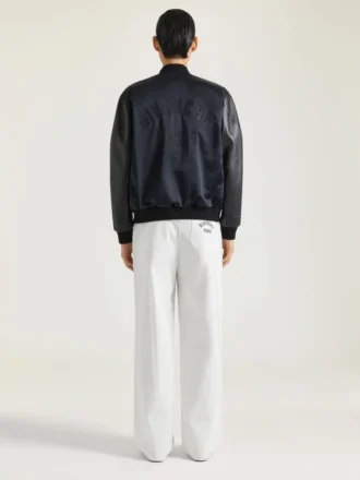 Bomber de cuero y satén con bordado de Givenchy Paris