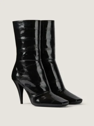 Botines de corte cuadrado en piel brillante