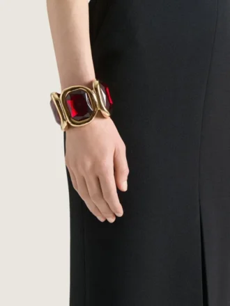 Brazalete escultural de cristal en metal y cristales