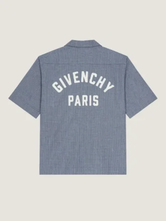 Camisa a cuadros de algodón con bordado de Givenchy Paris