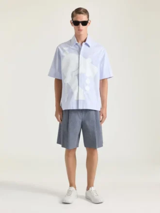 Camisa a rayas de algodón con estampado surrealista