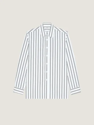 Camisa a rayas de popelín con estampado surrealista