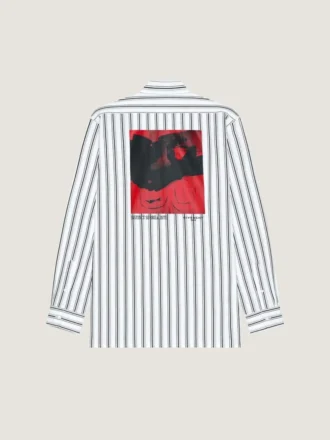 Camisa a rayas de popelín con estampado surrealista