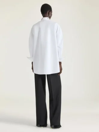 Camisa asimétrica de popelín con lentejuelas