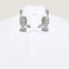 Camisa asimétrica de popelín con lentejuelas Camisa asimétrica de popelín con lentejuelas