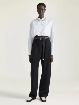 Camisa corta de popelín con cristales