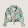 Camisa corta de seda con estampado de rosas