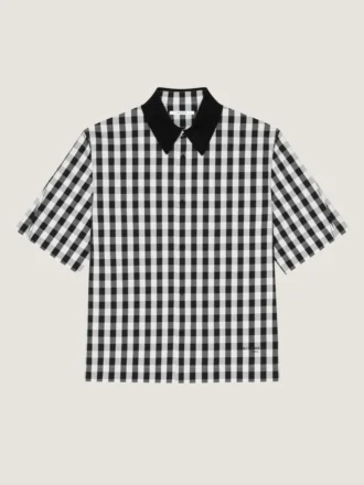 Camisa de algodón a cuadros vichy con costuras de alta costura