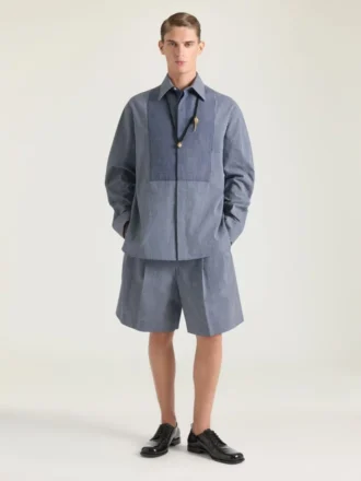 Camisa de esmoquin de algodón con costuras de alta costura