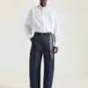 Camisa de popelín de algodón con bordado de cristales