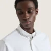 Camisa de popelín de algodón con bordado de cristales