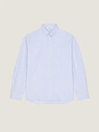 Camisa de rayas con costuras de alta costura en algodón Oxford
