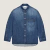 Camisa oversize con costuras de alta costura en denim azul oscuro