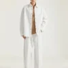 Camisa oversize con costuras de alta costura en denim blanco