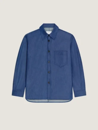 Camisa oversize de denim con costuras de alta costura y sello Givenchy