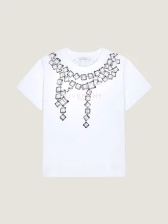 Camiseta de algodón con estampado de cristales deconstruidos