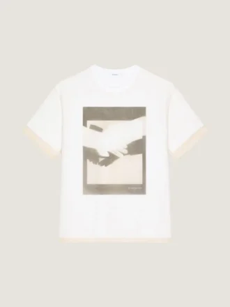 Camiseta de algodón y organza con estampado surrealista