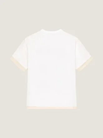 Camiseta de algodón y organza con estampado surrealista