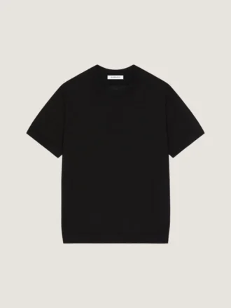 Camiseta de punto de algodón con detalles de grosgrain