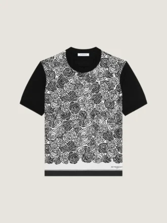 Camiseta de punto de algodón con estampado floral