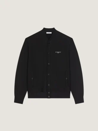 Cardigan con costuras de alta costura en felpa bordada con «Givenchy Paris»