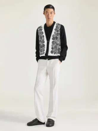 Cardigan de punto de algodón con estampado floral