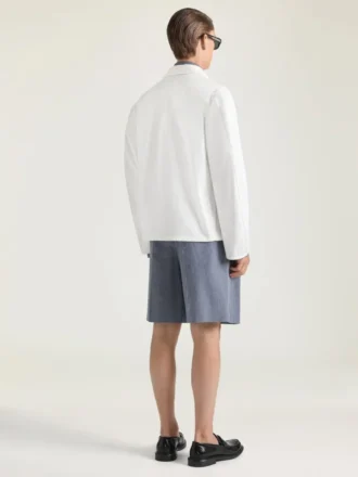 Chaqueta con costuras de alta costura en denim bordado con «Givenchy Paris»