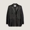 Chaqueta cruzada con aberturas en piel Chaqueta cruzada con aberturas en piel