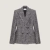Chaqueta cruzada de mezcla de lana con diseño en espiga Chaqueta cruzada de mezcla de lana con diseño en espiga