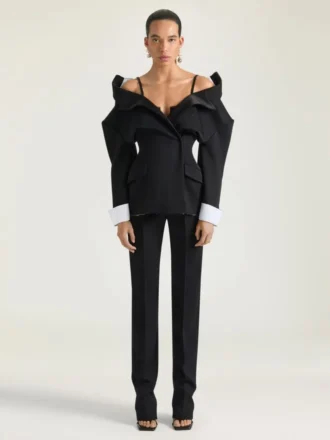 Chaqueta de corte abierto con aberturas en lana Grain De Poudre