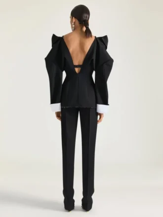 Chaqueta de corte abierto con aberturas en lana Grain De Poudre