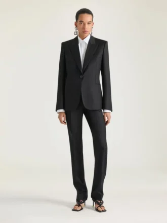 Chaqueta de lana a rayas de un solo pecho