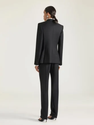 Chaqueta de lana a rayas de un solo pecho