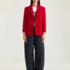 Chaqueta de un solo pecho en crepé cady