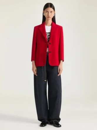 Chaqueta de un solo pecho en crepé cady