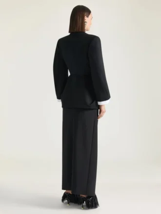 Chaqueta drapeada de un solo pecho en lana Grain De Poudre