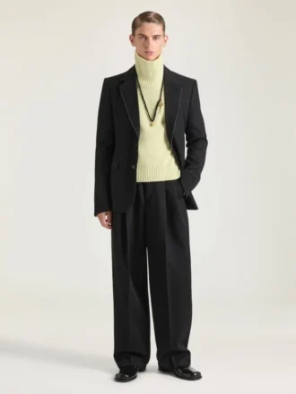 Chaqueta entallada de un solo pecho en lana