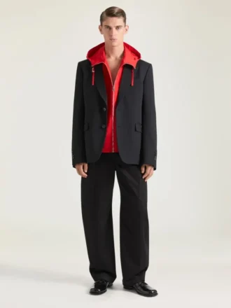 Chaqueta regular de un solo pecho en lana