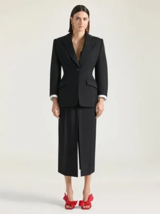 Chaqueta tipo capullo de un solo pecho en lana y mohair