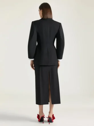 Chaqueta tipo capullo de un solo pecho en lana y mohair