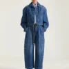 Chaqueta tipo capullo en denim azul medio Chaqueta tipo capullo en denim azul medio
