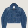 Chaqueta tipo capullo en denim azul medio Chaqueta tipo capullo en denim azul medio
