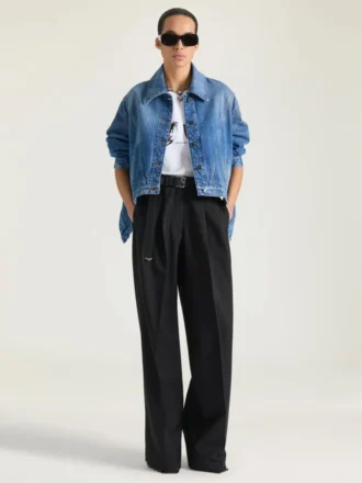 Chaqueta trapecio en denim azul medio